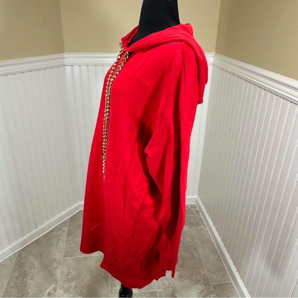 Michael Kors Red sweater dress with hood, size Large - Picture 12 of 16